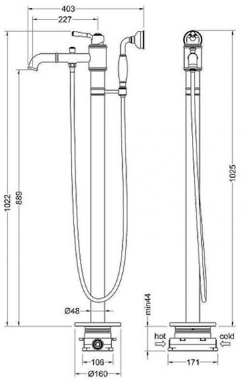 Смеситель для ванны Timo Arisa 5300/03Y-CR Черный