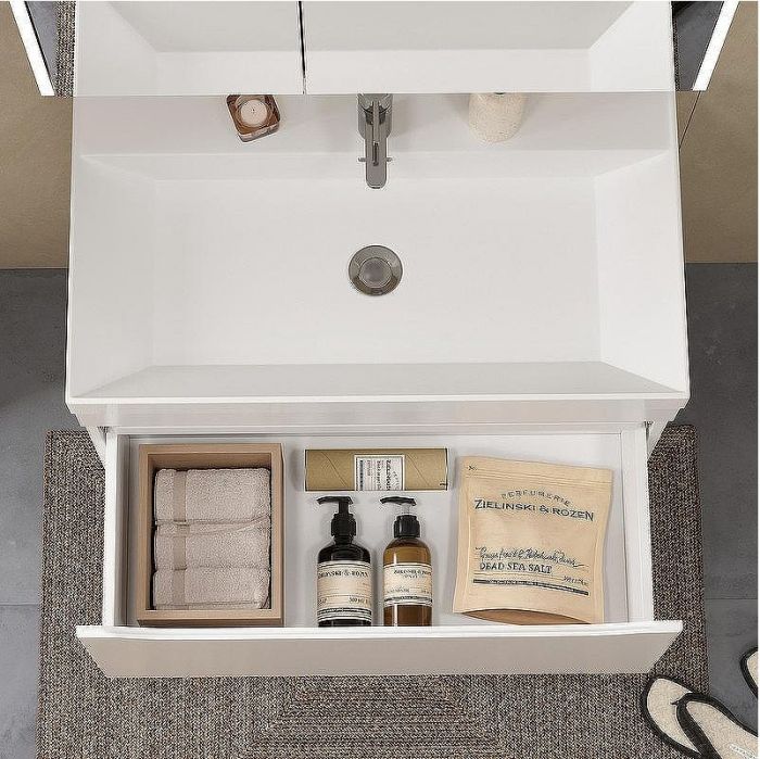 Тумба под раковину Volna Prime 80.1Y tpPRIME80.1Y-01 подвесная Белая Темно-серая