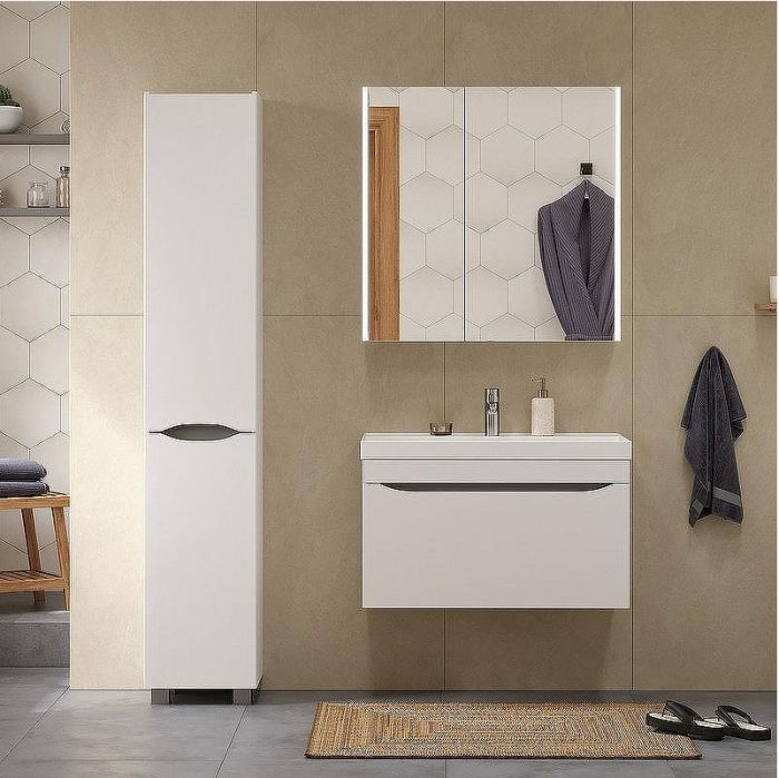 Тумба под раковину Volna Prime 80.1Y tpPRIME80.1Y-01 подвесная Белая Темно-серая