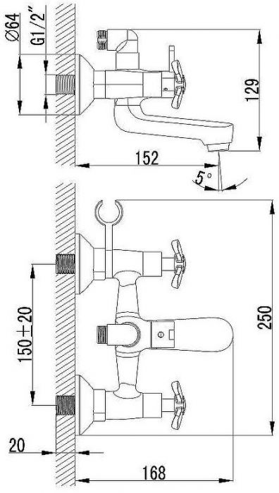 Смеситель для ванны Lemark Partner LM6542C Хром