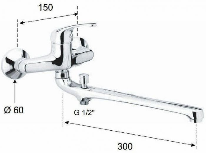 Смеситель для ванны Remer Серия 35 F462 универсальный Хром