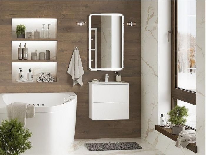 Тумба с раковиной Brevita Toy 50 УТ000025658 подвесная Белая глянцевая