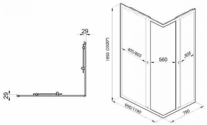 Душевой уголок Triton Вента-Блэк 120х80 Щ0000054478 профиль Черный стекло прозрачное