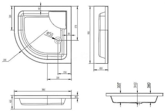 Душевой уголок Esbano ESR-8020 90x90 ESUGR8020 профиль Хром стекло рифленое