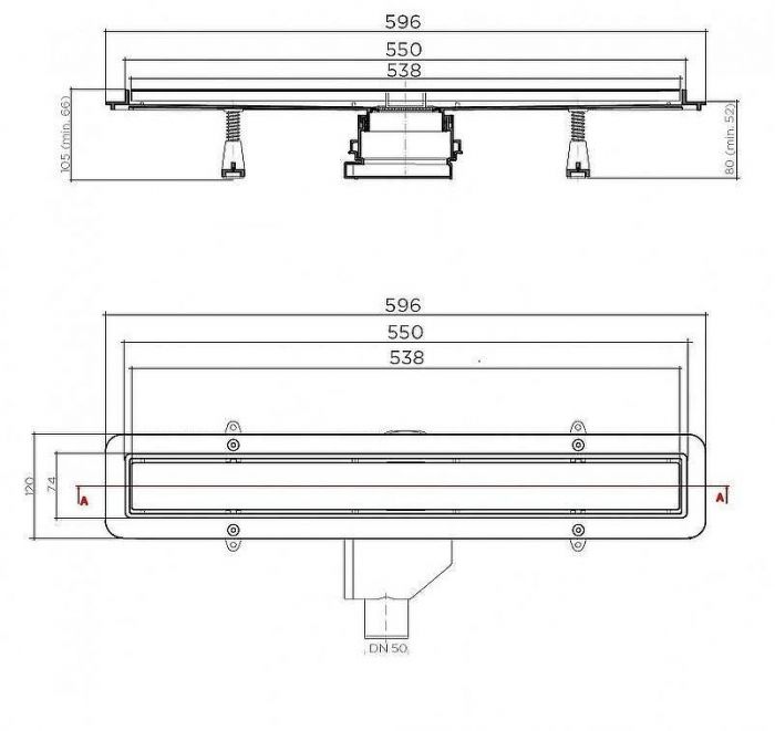 Душевой лоток Bettoserb Line 13702509 с решеткой Хром матовый