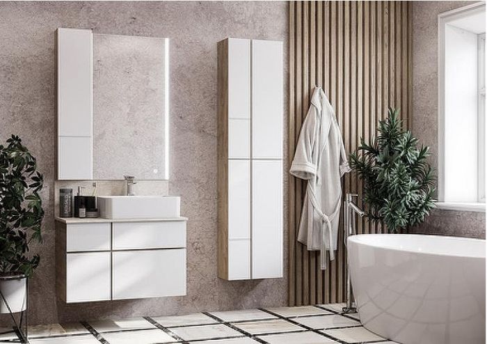 Подвесной шкаф Aquaton Мишель 43 1A243903MIX40 Дуб эндгрейн Белый