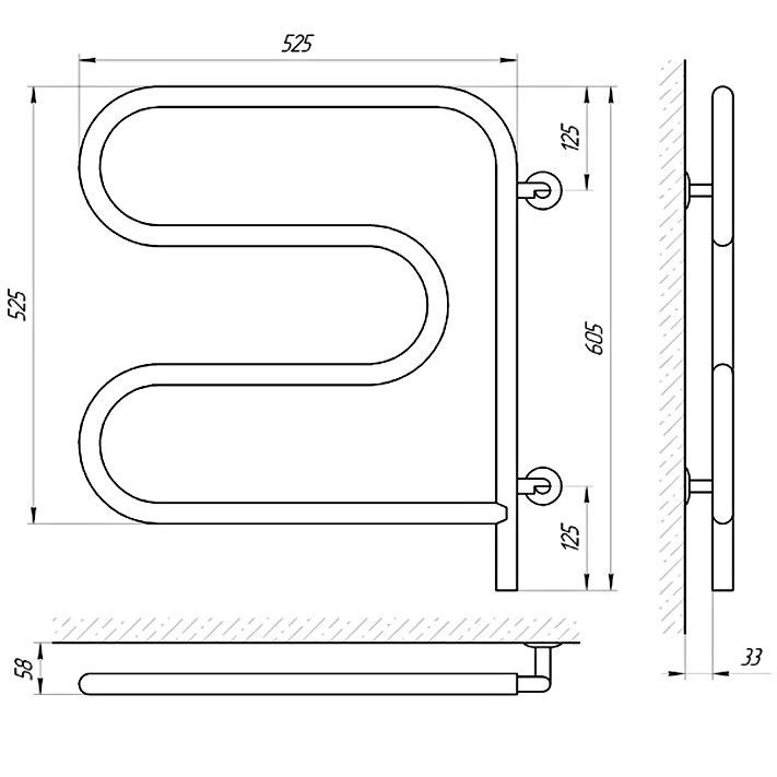 Полотенцесушитель электрический Laris М-образный поворотный Полотенцесушитель электрический Laris М-образный поворотный