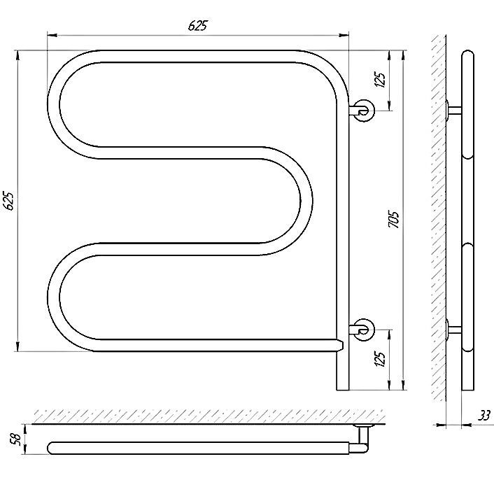Полотенцесушитель электрический Laris М-образный поворотный Полотенцесушитель электрический Laris М-образный поворотный