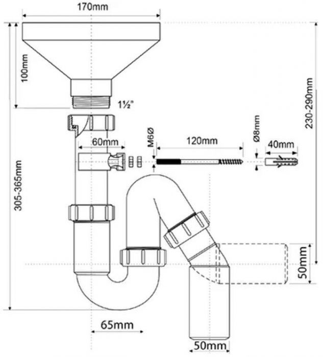 Сифон для кухонной мойки McAlpine HC8-FUN Белый