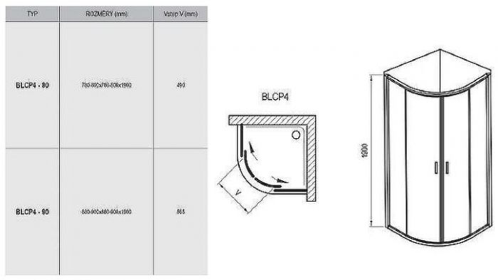 Душевой уголок Ravak Blix BLCP4-80 80x80 3B240C00Z1 профиль Хром стекло Transparent