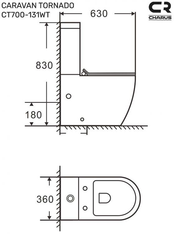 Унитаз компакт Charus Torre Bianca CT700-131W Caravan цвет Белый с бачком и сиденьем Микролифт