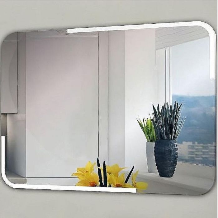 Зеркало Relisan Emma 800х600 Гл000024362 с подсветкой с сенсорным выключателем, увеличением и часами