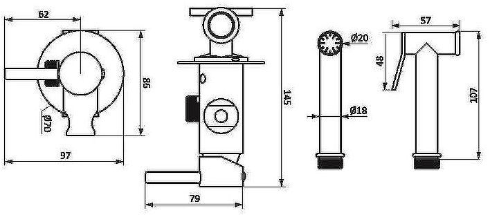 Гигиенический душ со смесителем Damixa Option 217000000 Черный матовый