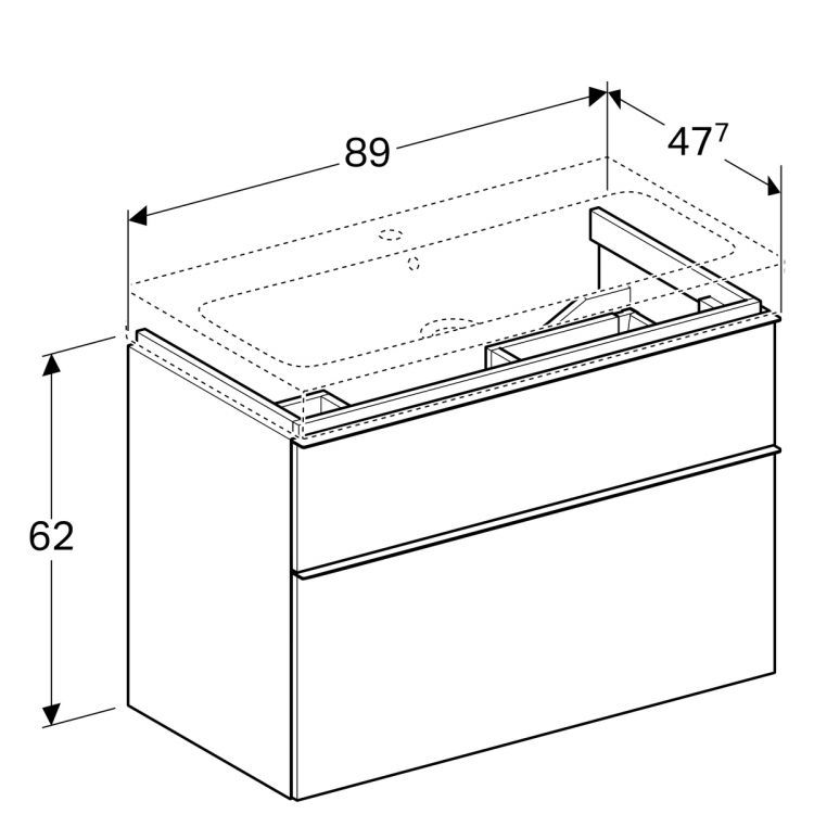 Тумба под раковину Geberit iCon, 89x48, белый глянец [840390000]