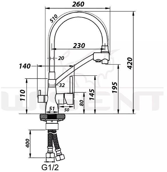 Смеситель для кухни Wisent W4855-20-3 цвет Бежевый Смеситель для кухни Wisent W4855-20-3 цвет Бежевый