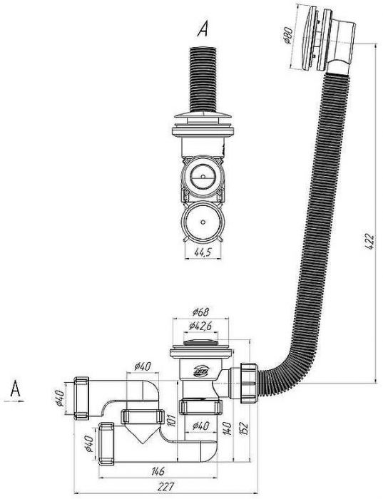 Слив-перелив Cersanit Prime Black 64287 click-clack Черный матовый