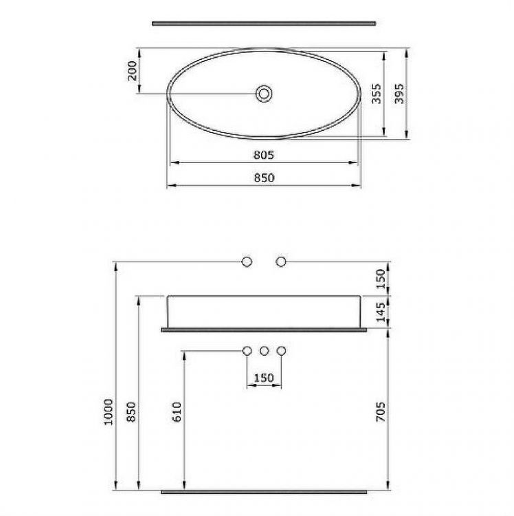 Раковина-чаша Bocchi Cortina Vessel 85 1014-004-0125 Черная матовая