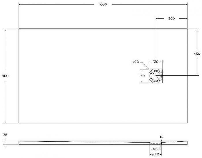 Душевой поддон из искусственного камня BelBagno Uno 160x90 TRAY-MR-UNO-AH-160/90-35-W Белый
