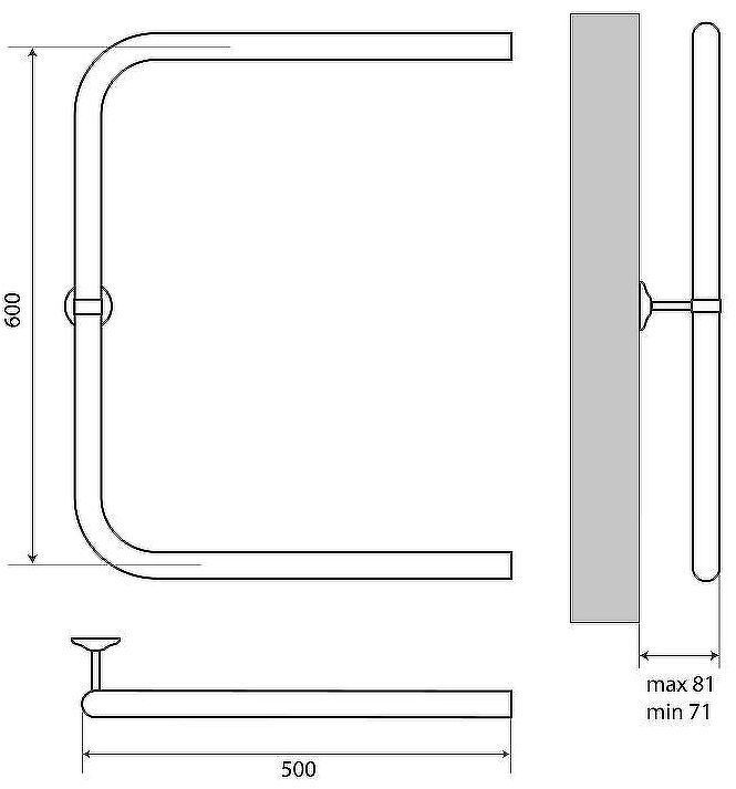 Водяной полотенцесушитель Melodia della vita Moon П-образный 60х50 MTRMN6050 Полированная сталь