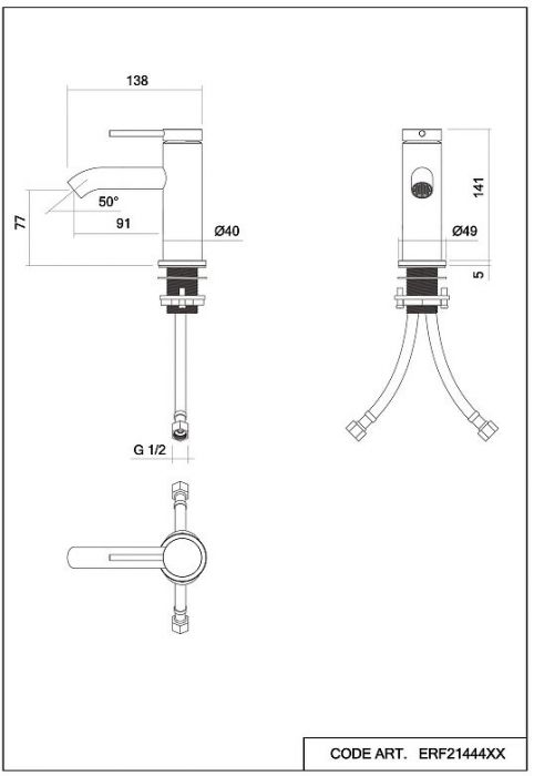 Смеситель для раковины Abelsberg Fluida ERF22001BN цвет Титан