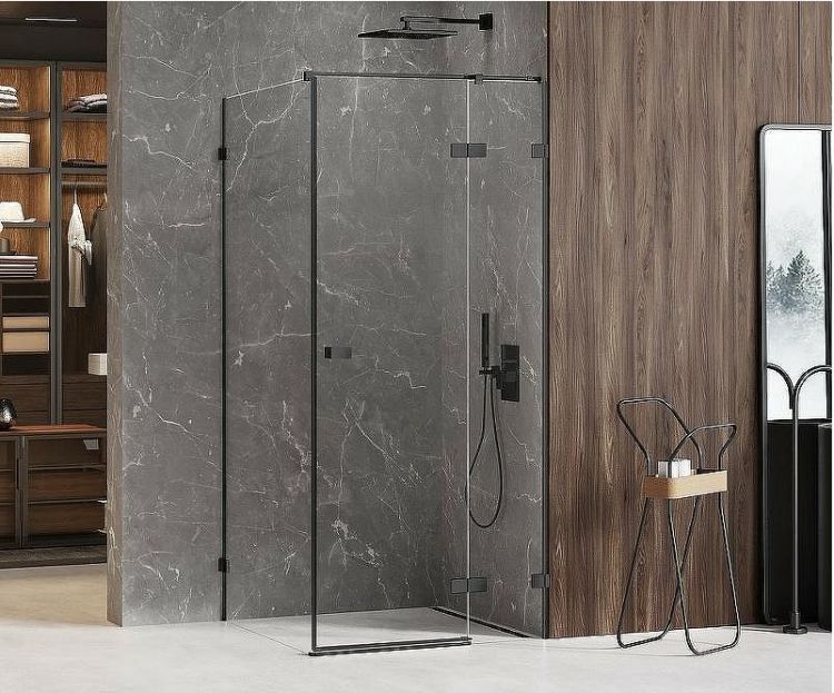 Душевой уголок New Trendy Avexa Black 120x110 R EXK-1605 профиль Черный стекло прозрачное Душевой уголок New Trendy Avexa Black 120x110 R EXK-1605 профиль Черный стекло прозрачное