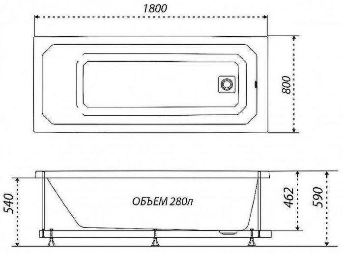 Акриловая ванна Triton Прага 180x80 Щ0000049119 без гидромассажа