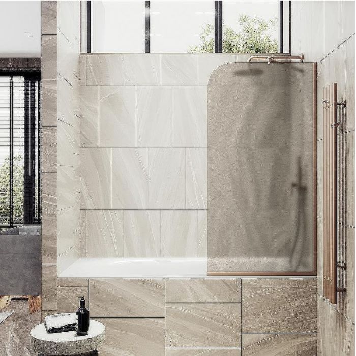 Шторка на ванну Maybah Glass MGV-148-2у 640x1400 в узком профиле Бронза стекло бронзовое матовое