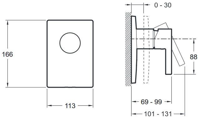 Смеситель встраиваемый Jacob Delafon Stillness E98711-CP, для душа