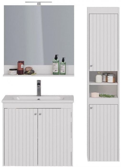 Зеркало Lemark Romance 80 LM07R80Z Белый глянец с кнопочным выключателем