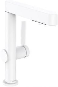 Hansgrohe Finoris Смеситель для раковины, 1 отв., с вытяжным душем 2jet, с донным клапаном Push-Open, цвет: белый матовый