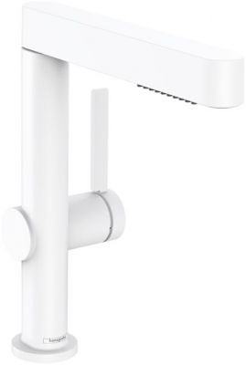 Hansgrohe Finoris Смеситель для раковины, 1 отв., с вытяжным душем 2jet, с донным клапаном Push-Open, цвет: белый матовый