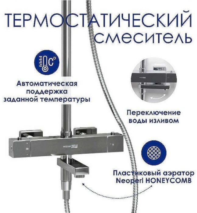 Душевая система WasserKRAFT A199.119.141.010.CH Thermo с термостатом Хром