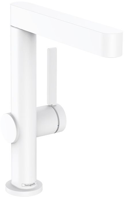 Hansgrohe Finoris Смеситель для раковины, на 1 отв., с поворотным изливом, с донным клапаном, цвет: белый матовый