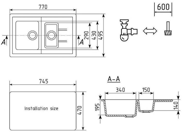 Кухонная мойка Ulgran Classic U-205-343 Антрацит Кухонная мойка Ulgran Classic U-205-343 Антрацит