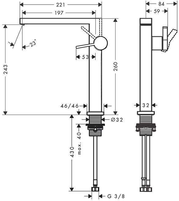 Hansgrohe Tecturis E Смеситель для раковины, на 1 отв., высота: 24см., с донным клапаном, цвет: бронза матовая