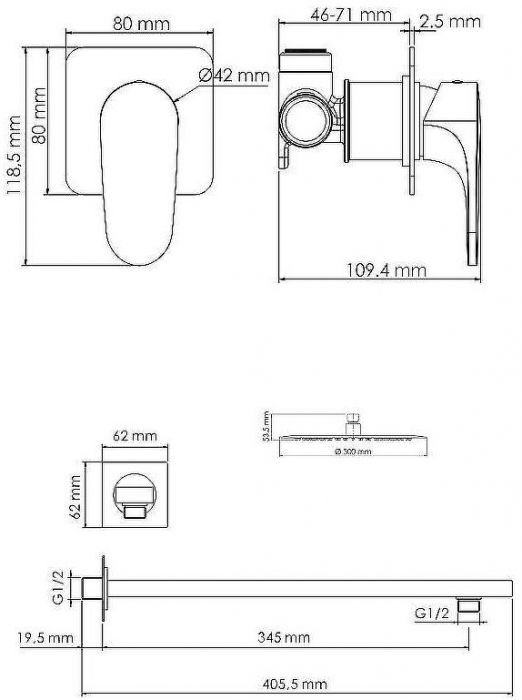 Душевая система WasserKRAFT Weida A3151.090.116 Хром