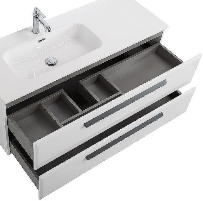 Тумба под раковину Cezares Eco-Cer-N 120 L ECO-CER-N-1200-2C-SO-BL-L подвесная Bianco Lucido без ручек