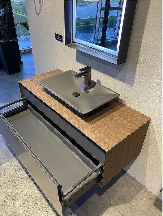 Тумба с раковиной Orka Craft 100 5001125 подвесная Орех Антрацит