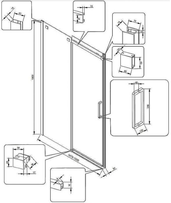 Душевая дверь Veconi Vianno VN-71 150 VN71-150-01-19C4 профиль Хром стекло прозрачное