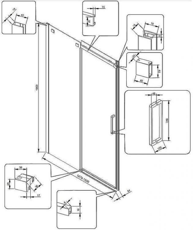 Душевая дверь Veconi Vianno VN-71 150 VN71-150-01-19C4 профиль Хром стекло прозрачное
