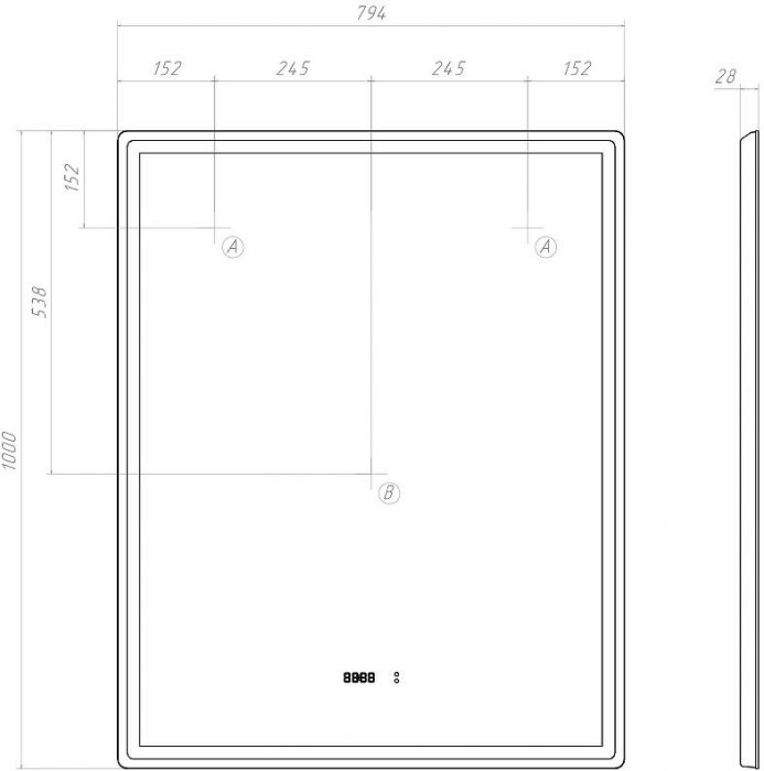 Зеркало Vigo Roberta Luxe 80 294 с подсветкой с бесконтактным выключателем с диммером с подогревом и часами