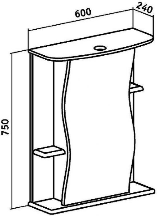 Зеркальный шкаф Runo Лилия 60 R 00000000029 с подсветкой Белый