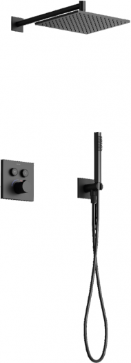 Душевой комплект с термостатом SANCOS Linn, с внутренней частью, черный матовый, SC9022MB