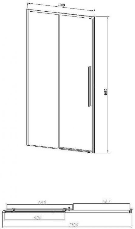 Душевая дверь Vincea Slim-N 130 VDS-4SN130CLG профиль Брашированное золото стекло прозрачное