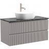 Тумба подвесная SANCOS Snob R, Doha Soft 995х445х500, под столешницу с отверстием под смеситель, цвет Black Sky, SNR100SM