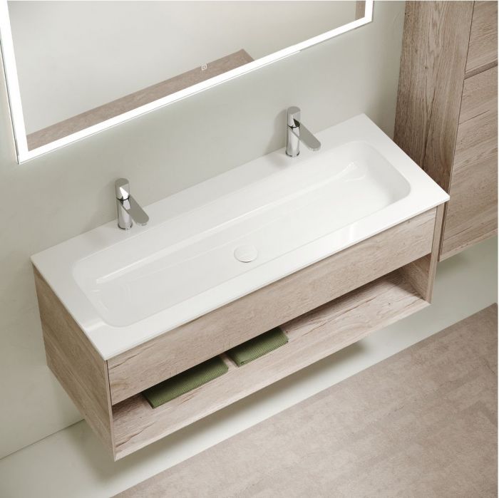 Тумба подвесная SANCOS под раковину Marmi 1.0, дуб галифакс натуральный 1195х445х520, MR1.0120EG