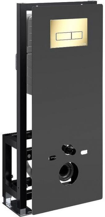 Инсталляция WasserKRAFT Glan 66TLT.010.ME.BL.PG03 для унитаза Черное стекло с клавишей смыва Золото глянцевое