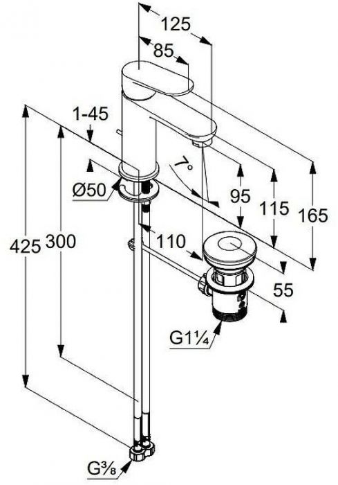 Смеситель для раковины Kludi X1 322883975 цвет Черный матовый