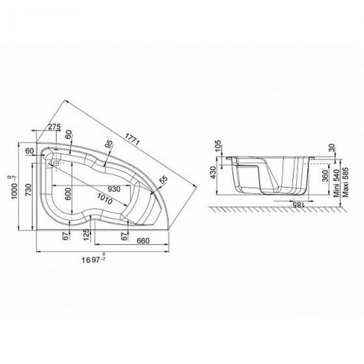 Акриловая ванна 170х105 Jacob Delafon Micromega Duo E60220RU-00