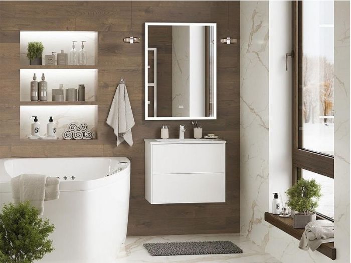 Тумба с раковиной Brevita Toy 60 УТ000025659 подвесная Белая глянцевая